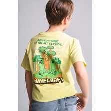 DeFacto %100 Pamuk Minecraft New Regular Fit Bisiklet Yaka Kısa Kollu Tişört Erkek Çocuk H8261A826HS