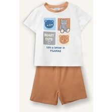 DeFacto %100 Pamuk Baskılı Kısa Kollu Üst Şort Alt 2'li Pijama Takımı Erkek Bebek H5395A526HS