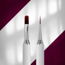 Staleks Exclusive Çift Uçlu Sentetik Nail Art Jel Liner Fırçası 11-12MM Manyetik Kapaklı Nbx-06/11