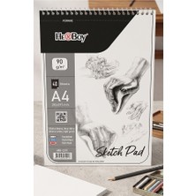 Artlantis Telli Eskiz Defteri A4 1 Adet Herboy 90 gr Eskiz Defteri Karakalem Çizim 40 Sayfa Dokulu Kağıt Üstten Açılmalı Eskiz