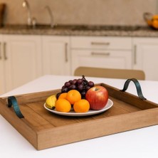Omrs Store Ahşap Servis ve Sunum Tepsisi Ceviz Renk - 60X60 cm