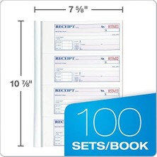 Tech Butiq Para ve Kira Makbuzu Defteri, 3 Parça Karbonsuz, 2,5 cm x 25,5 cm (17,5 Cm) Ciltli Sarma Kapak, Kitap Başına 100 Takım, Sayfa Başına 4 Makbuz, Her Pakette 5 Kitap (TC1182-5)