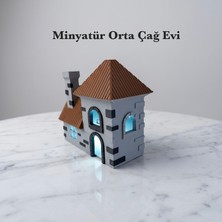 3DcraftTR 3D Crafttr Minyatür Orta Çağ Evi Işıklı Dekoratif Masa Lambası Gece Lambası
