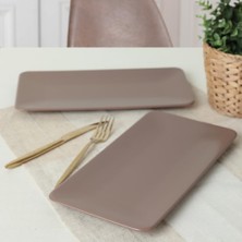 Tech Butiq Mat Açık Taupe Siera Kayık Tabak 33 cm 2 Adet 958