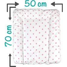 Tech Butiq Elyaf Dolgulu Pvc Alt Değiştirme Minderi, Sıvı Geçirmez, Leke Tutmaz, Puantiyeli, Pembe, 50X70CM