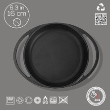 Tech Butiq Pişirme Kabı Lv Eco Y Ft 16 Yuvarlak Tabak, Çap 16 Cm, Dökme Demir, Siyah