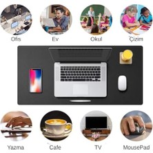 Tech Butiq Masa Desk Mat 60X30 cm Çift Taraflı Deri Mouse Pad Kaymaz Suya Dayanıklı Rulo Yapılabilir Kompakt Masa Koruyucu Ofis Laptop ve Makyaj Masası Için 2mm Siyah