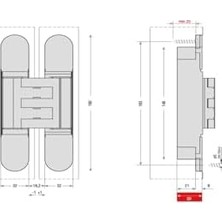 Tech Butiq Gizli Menteşe 180X32 mm Altın Rengi Renk Tek Ebat HG106HT01 Gl