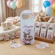 Hayaller Dükkanı 30 Adet 3 Boyutlu Kabartmalı Yeni Doğan Mevlid Hediyelik Tavşan Konsept Bebek Açacak Magnet