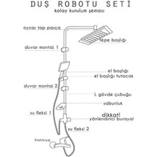 Tech Butiq Duş Seti, 5+1 Parça, Duş Seti, Paslanmaz Çelik Boru, Basınca ve Kirece Karşı Dayanıklı, Kolay Montaj, Şık Tasarım, Premium Banyo Sistemi (Gri)