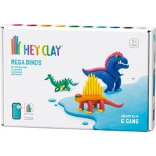 HEY CLAY Hava ile Kuruyan Kil (6'lı kutu) - Mega Dinozorlar (Lagosuchus, Allosaurus, Dimetrodon)