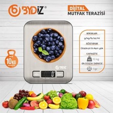 Tech Butiq Dijital Mutfak Terazisi - Hassas Mutfak Tartısı, 10 kg Kapasite, Paslanmaz Çelik Yüzey, Dara Işlevi, LED Ekran, 5 Birim Dönüştürme ve Otomatik Kapanma Özellikli (Bydiz BY-005)