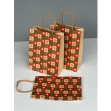 Orbak Kağıtçılık 1.kalite 18X8X24 cm 5’li Yılbaşı Konseptli Kraft Kağıt Çanta Hediye Poşeti Hediye Paketi Kraft Çanta