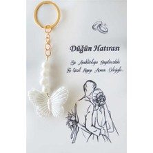 Hayaller Dükkanı 25 Adet Hazır Nikah Şekeri  Anahtarlık Kartlı Kelebek Incili Sedefli