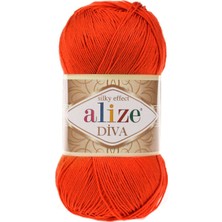 Alize Diva 37 Neon Turuncu Silky Effect 100 gr Mikrofiber Akrilik Renkli İplik Özelliği