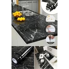Renas Store Siyah Mermer Desenli Yapışkanlı Tezgah Folyosu (3 Mt.x 60 Cm)