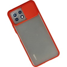 Renas Store Mi̇ 11 Lite Kılıf Palm Buzlu Kamera Sürgülü Silikon - Kırmızı
