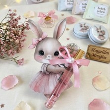 Hayaller Dükkanı 20 Adet Tavşan Dekorlu Kolonyalı Cam Şişe Bebek Hediyelik Yeni Doğan Bebek Hediyelik Magnet