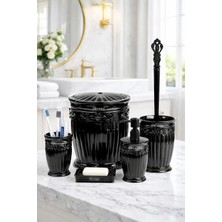 Okyanus Home Siyah Sultan Serisi 5'li Banyo Seti Sert Plastik Malzemeden Şık Tasarım