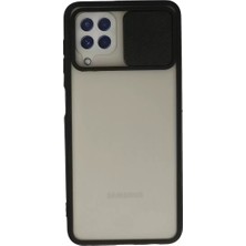 Renas Store Galaxy A22 Kılıf Palm Buzlu Kamera Sürgülü Silikon - Siyah