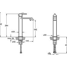 Tech Butiq Suit A4281439 Lavabo Bataryası Üstten, Yüksek, Parlak Siyah