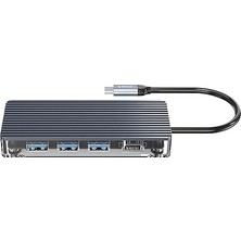Tech Butiq 7 Portlu USB 3.0 100W HDMI Tf/sd Kart Okuyucu Çoklayıcı Hub Gri