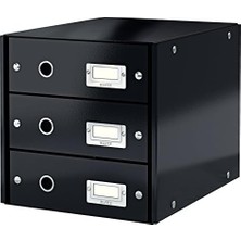 Tech Butiq 60480095 Click & Store Wow Çekmeceli Evrak Rafı, 3 Çekmeceli, Siyah