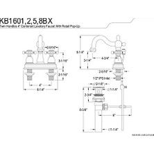 Tech Butiq KB1602BX 4 "metal Çapraz Saplı Lavabo Bataryası, Parlak Pirinç