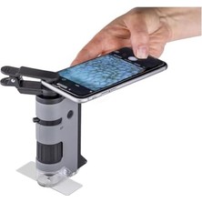 Tech Butiq MP-250 Microflip 100-250X LED Işıklı Cep Mikroskobu Akıllı Telefon Digiscoping Adaptör Klipsli, Gri