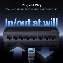 Ugreen 35499 CM834 8 Port Bağlantı Noktalı 10/100/1000MBPS Gigabit Ethernet Switch Pc+Abs Gövde