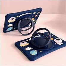 Tech Butiq iPad 11. Nesil A16 11 Inç / 10. Nesil 10.9 Inç Uyumlu Standlı Askılı Karakterli Astronot Çocuk Kılıfı