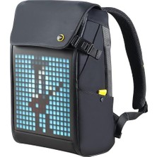 Tech Butiq Dıvoom Pixoo Pixoo Pixoo Pixoo Art Laptop Sırt Çantası Erkek 15 Inç Su Geçirmez Okul Sırt Çantası Laptop Sırt Çantası Kadın Günlük Çantası 16 x 16 Rgb LED Ekranlı Erkek Kadın Okul Iş Seyahat, Siyah