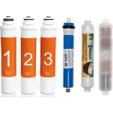 Sulook Waterlife Su Arıtma Cihazı Uyumlu Tak-Çevir 6'lı Filtre Seti, 10 Aşamalı, Vontron Membranlı