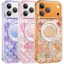 Tech Butiq - 17 Pro Max ile Uyumlu Kılıf 3D Tasarım Göz Alıcı Parlaklık Iceland Simli ile Uyumlu Kapak - Pembe