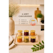 6 Adet 40 ml Metal Kapaklı  Şeffaf Numune Mama Ek Gıda Şekerleme Reçellik Küçük Cam Kavanoz