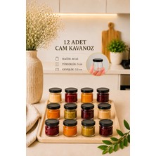 12 Adet 40 ml Metal Kapaklı  Şeffaf Numune Mama Ek Gıda Şekerleme Reçellik Küçük Cam Kavanoz