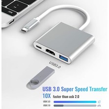 Tech Butiq USB 3.1 Type C To HDMI USB 3.0 Çevirici Dönüştürücü Adaptör Kablosu Adaptör USB C HDMI 3-In-1, Lightning - HDMI Kablosu, Tv Için, Usb-A 3.0, Tak ve Çalıştır (AL4962)