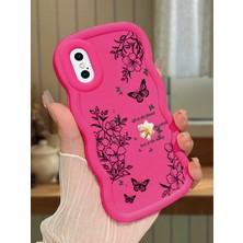 Ucuc iPhone X/xs Uyumlu Fuşya Silikon Kılıf Kamera Korumalı Darbe Emici Tasarım Şık Baskı Kılıf