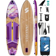 SavaBoards Coral Queen 351X89X15 cm Şişme Paddle Board Sup – 225 kg Taşıma Kapasiteli, Ekstra Geniş ve Maksimum Dengeli Aile Touring Set