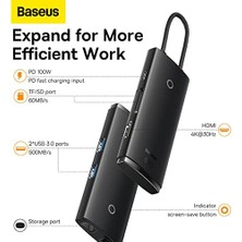 Tech Butiq Lite 6'sı 1 Arada Multifonksiyonal Type-C Hub Şarj Istasyonu - Siyah