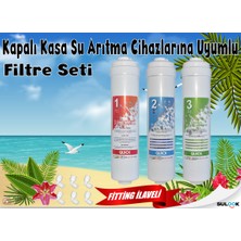 Sulook Su Arıtma Filtre Seti 3'lü Inline Set, Fitting Ilaveli