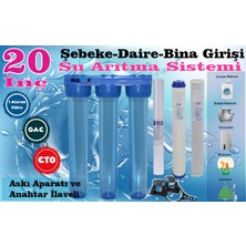 Sulook 20 Inç Bina - Daire- Şebeke Girişi Su Arıtma Filtre Seti Gac-Cto 1 Mic. Filtre