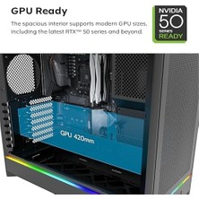 Tech Butiq Montech HS01 Pro, Atx Mid-Tower Pc Kasası, Oyun Bilgisayarı, Yüksek Hava Akışı, Ters Çevrilebilir Düzen, Mesh Ön Panel, 5x Argb Pwm Fan Önceden Yüklenmiş, Gömme Tasarım, Aletsiz Paneller, Siyah
