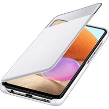 Tech Butiq Galaxy A32 S View Akıllı Kılıf Kapaklı Cüzdan, Beyaz EF-EA325P