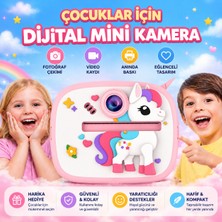TeknolojiSA Unicorn Tasarımlı Çocuk Kamerası | Anında Baskılı Dijital Fotoğraf Makinesi