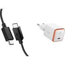 Tech Butiq Usb-C To Usb-C 1 Metre Kablo 60W Güç/pps 2.0 Super Hızlı Şarj / 480 Mbps Data Aktarım Hızı Type-C Ekstra Dayanıklı - ACA08718 30W Usb-C Ultra Mini Hızlı Şarj Aleti