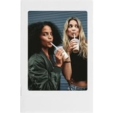 Tech Butiq Mini 12 Fotoğraf Makinesi-10'lu Film-Şeffaf Pleksi Kılıf ve Fotoğraf Çerçevesi Seti 2 Beyaz