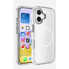 Tech Butiq Zore Ile Uyumlu 16 Plus Kılıf Şarj Özellikli Parlayan Simli Saydam Renkli Zore Allstar Kapak Şeffaf