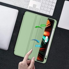 Tech Butiq iPad Pro 12.9 6. Nesil 5. Nesil ile Uyumlu Kılıf Pen Charge Kalem Bölmeli 2021-2022 Açık Yeşil