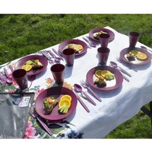 Tech Butiq Çantalı Kamp Piknik Seti 4 Kişilik Mor